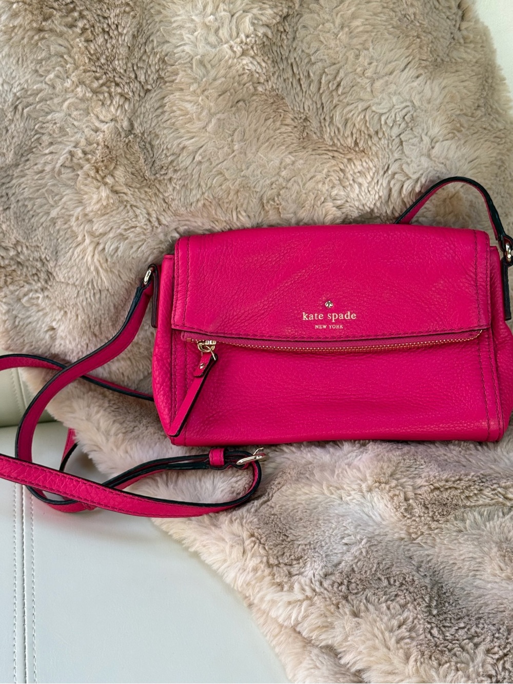 kate spade Hot Pink Pebble Leather Crossbody Bag